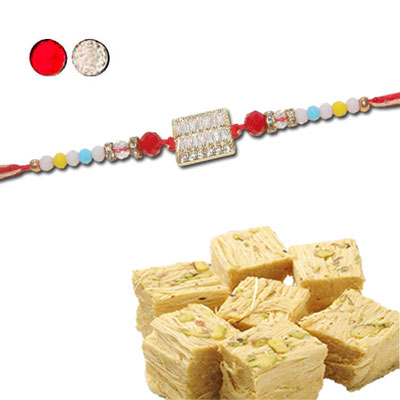 "RAKHIS -AD 4550 A (Single Rakhi), 500gms of Haldiram Soanpapdi - Click here to View more details about this Product